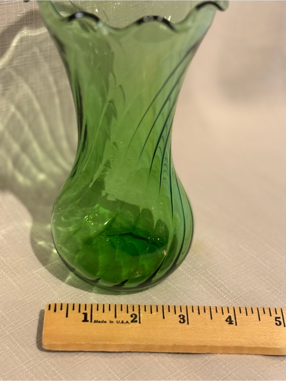 Indiana Glass Green Ruffled Vase - Picture 2 of 3
